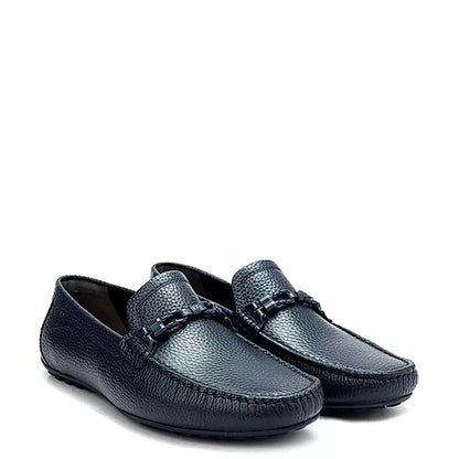 Men Textured Leather Driving Green Loafer