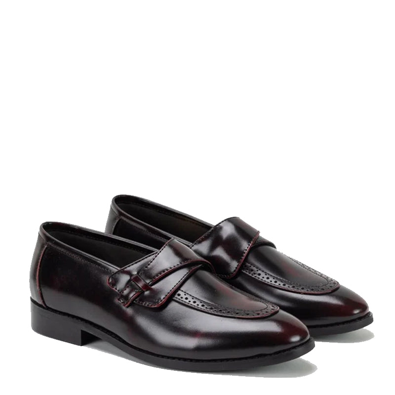 Men Classic Patent Shiny Leather Burgundy Loafer