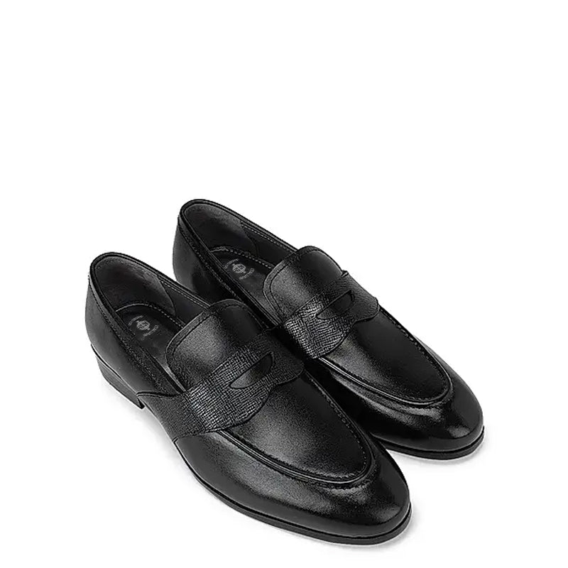 Men Classic Polished Leather Penny Black Loafer
