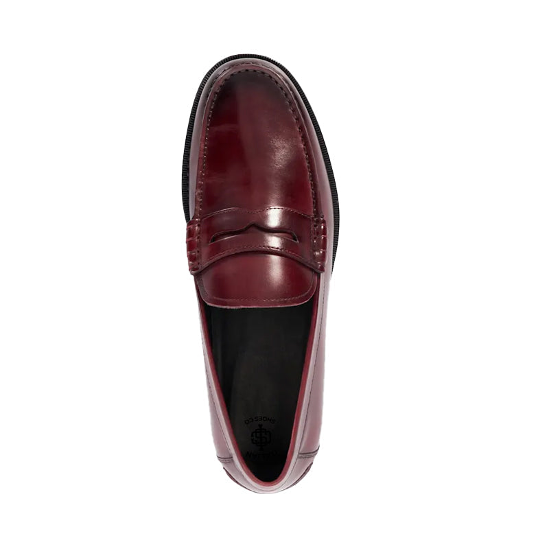 Leather Penny Trim Black Loafer For Men