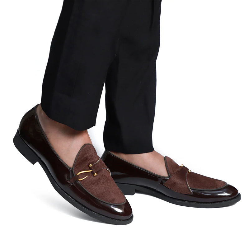 Patent Handmade Leather Brown Loafer For Men