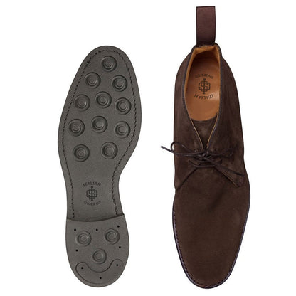 Men Suede Handmade Leather Chukkas Boot Dark Brown