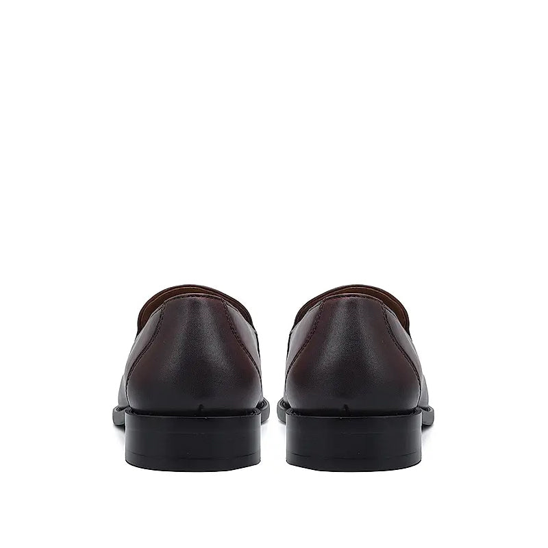 Pure Solid Leather Tassel Burgundy Loafer