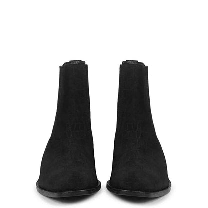 Croco Print Suede Leather Chelsea Boots