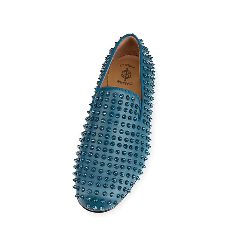 Men Suede Studded Slip On Loafers