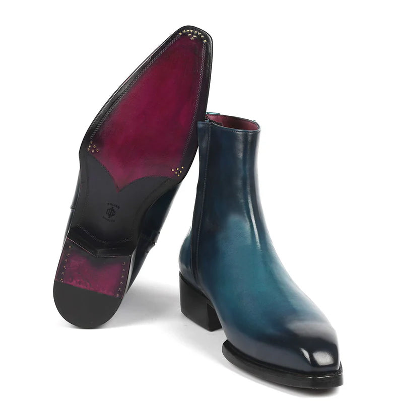 Pure Solid Leather Handmade Side-Zipper Boots