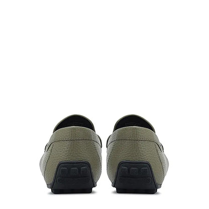 Men Textured Leather Driving Green Loafer