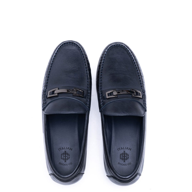 Penny Leather Slip-On Bit Loafer Blue