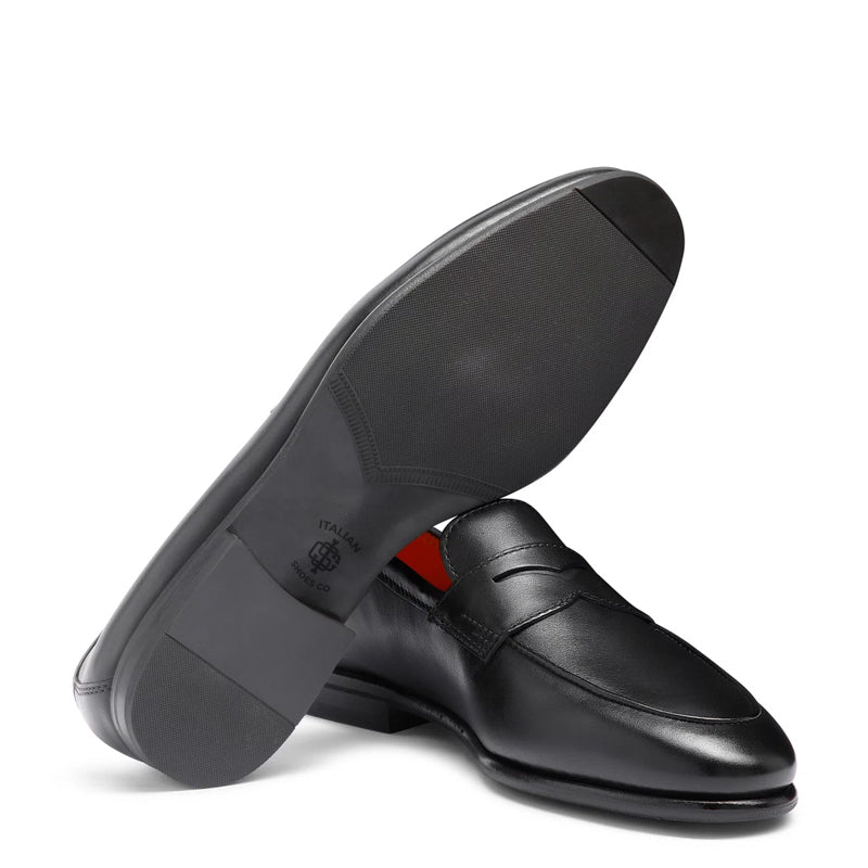 Penny Solid Leather Carlo Black Loafer