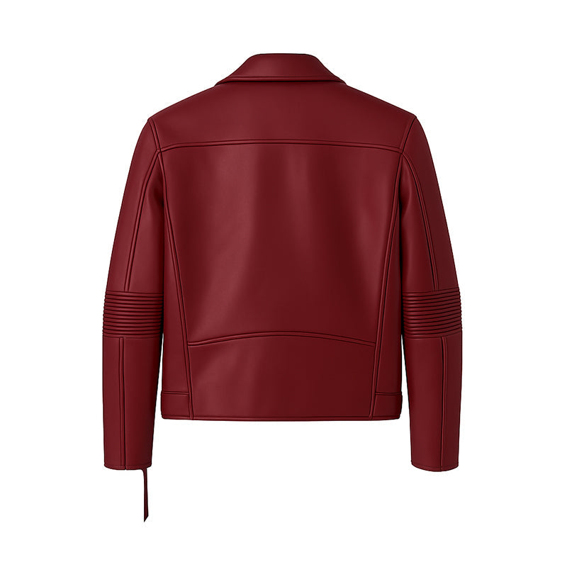 Men's Brown Leather Biker Jacket with Zippers