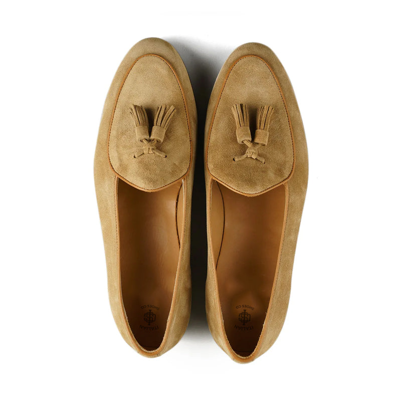 Luxury Belgian Tassel Loafer Beige Shoe For Men