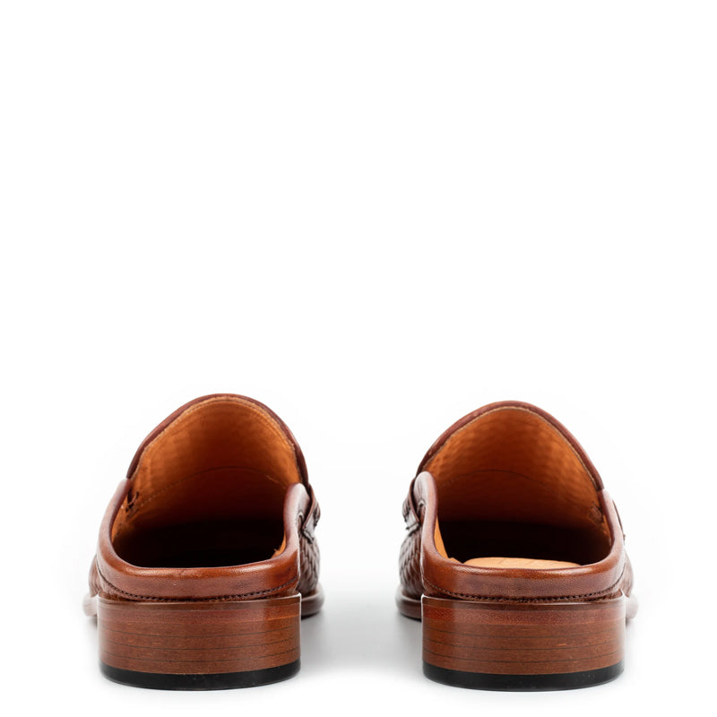 Men Handmade Solid Leather Tan Mule