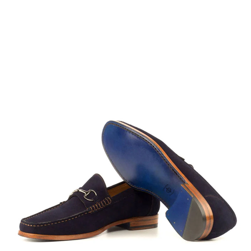 Suede Leather Loafer with Horse-bit Buckle