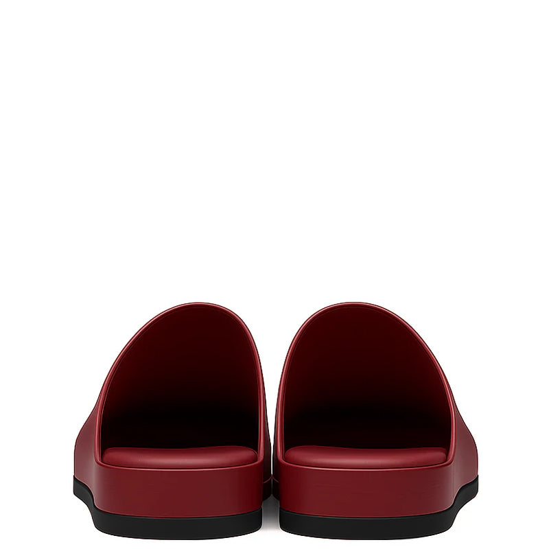 Black Leather Men Mule