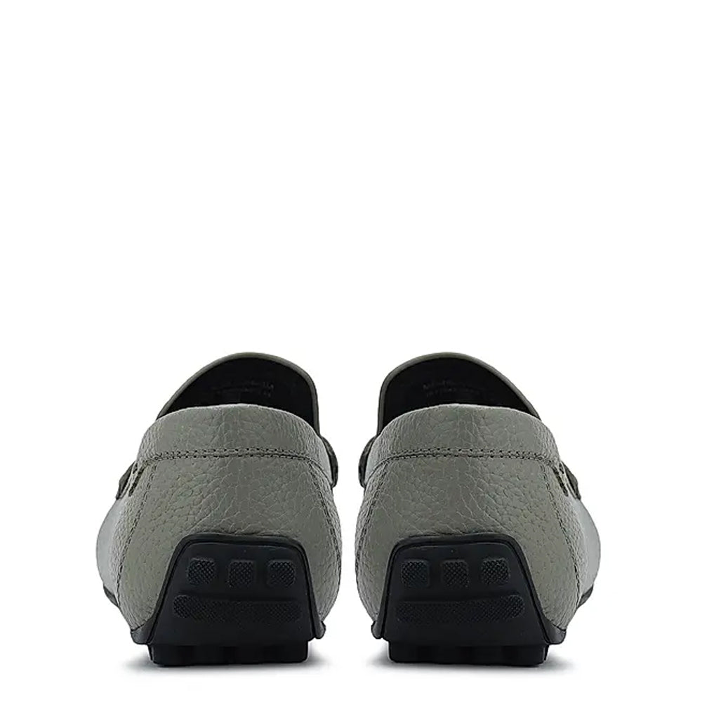 Men Textured Leather Driving Black Loafer