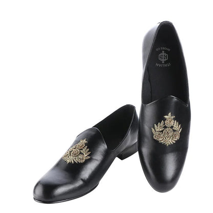 Men's Embroidered Round Toe Slip-on Mojaris