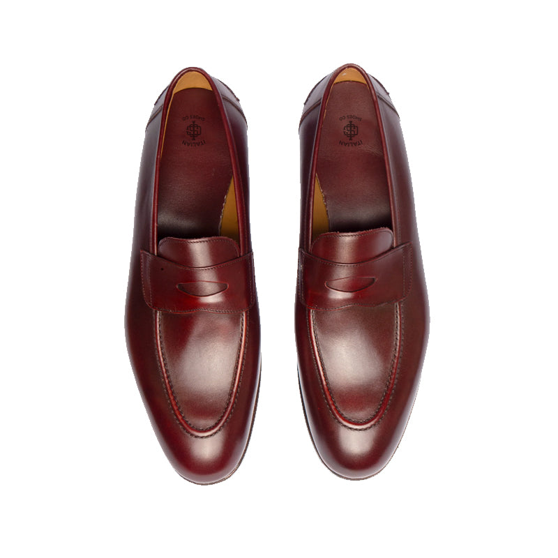 Plain Polished Leather Penny Tan Loafer For Men