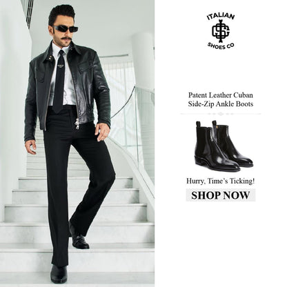 Patent Leather Cuban Side-Zip Ankle Boots