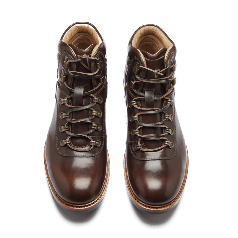 Leather Lace-Up Mid Top Ankle Natural Boot For Men
