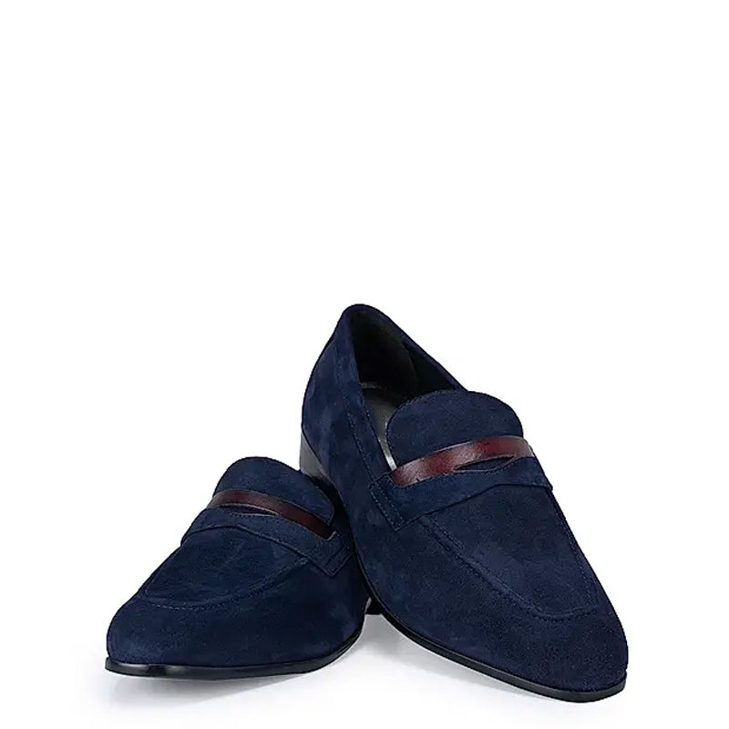 Classic Burgundy Suede Leather Penny Moccasins Loafer