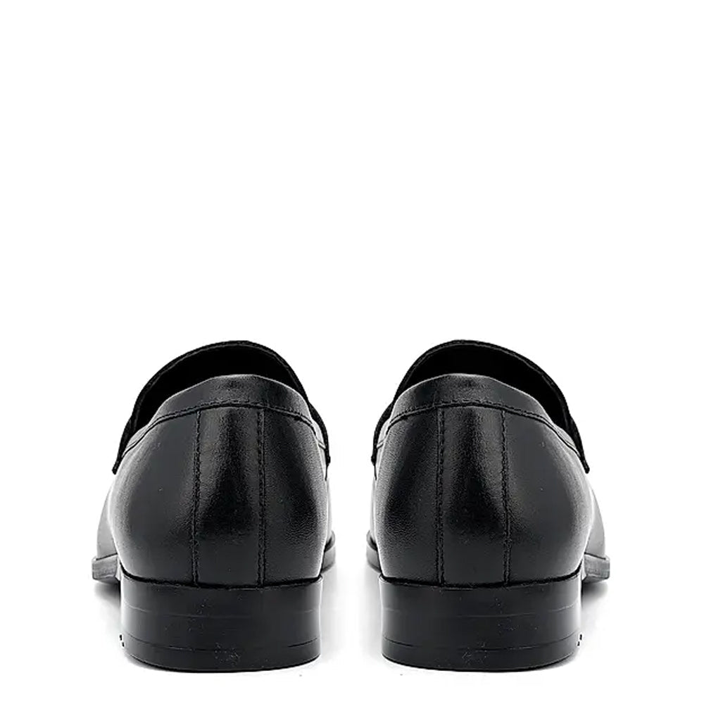 Men Round Toe Slip-On Leather Formal Black Loafer