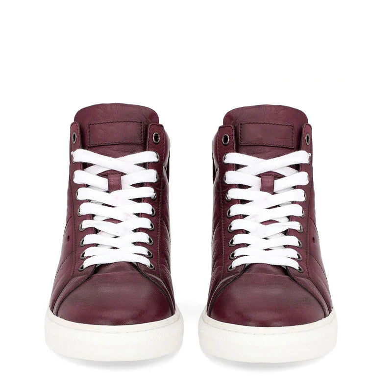 Lace-Up Leather Handcrafted Burgundy Sneaker