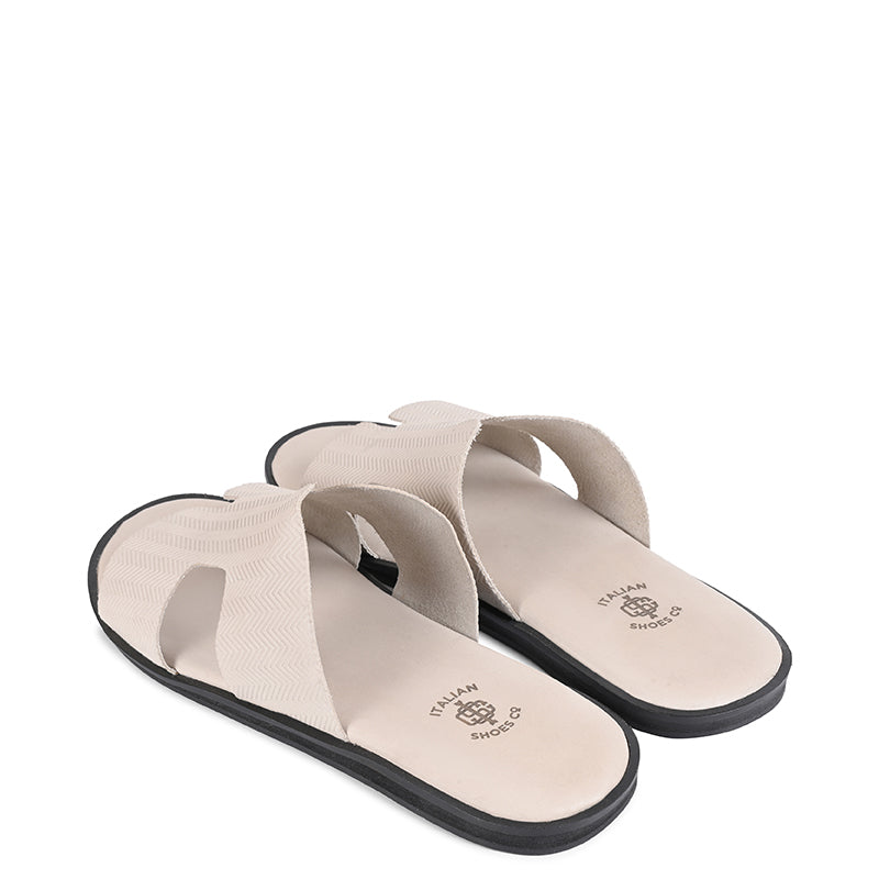 Luxury H-Style Leather Sky Blue Slipper For Men