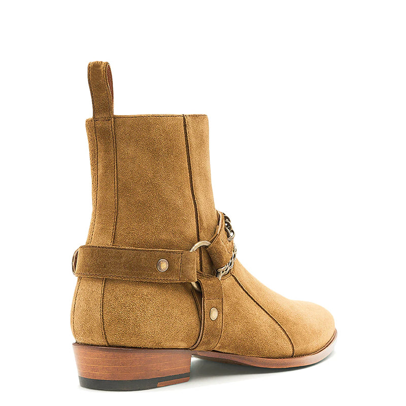 Italian Suede Leather Boots With Chain