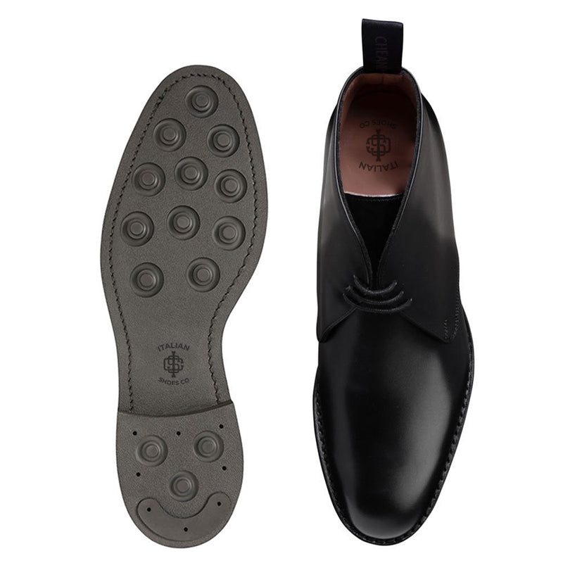 Polished Shiny Leather Chukkas Boot Black