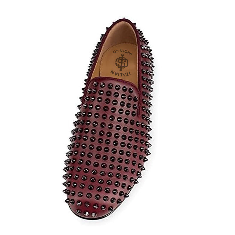 Men Suede Studded Slip On Loafers