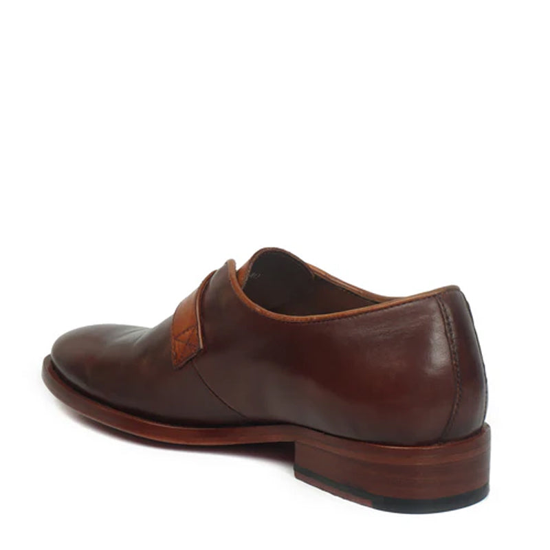 Leather Buckled Single Monk Brown Straps Shoe