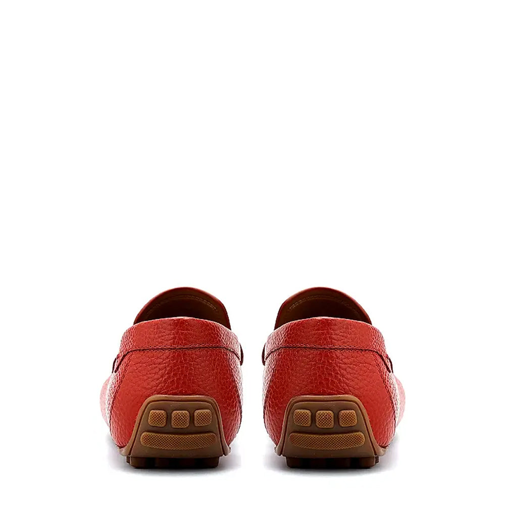 Men Textured Leather Driving Red Loafer