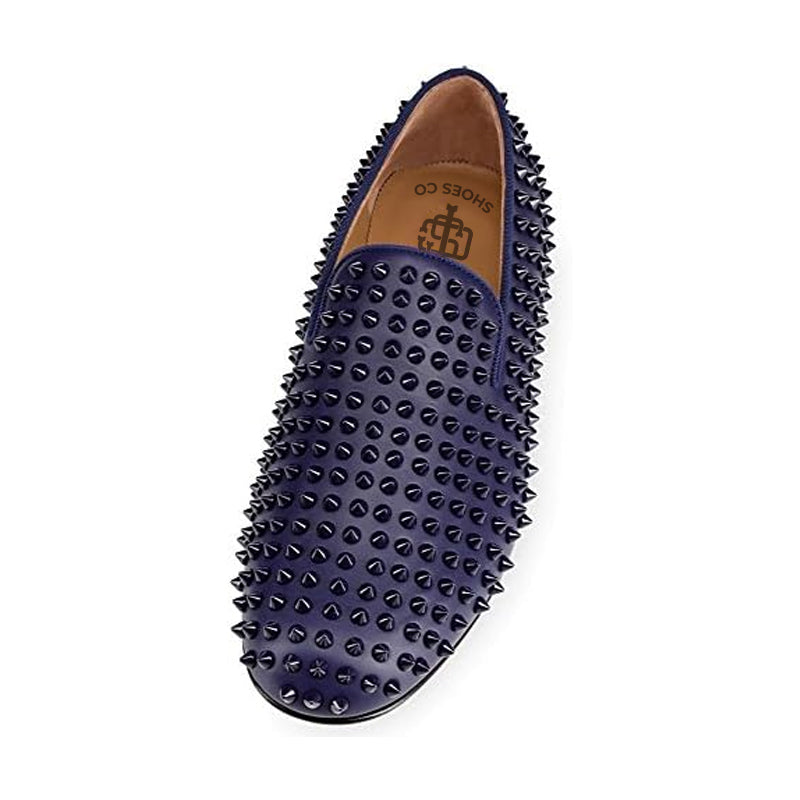 Men Suede Studded Slip On Loafers