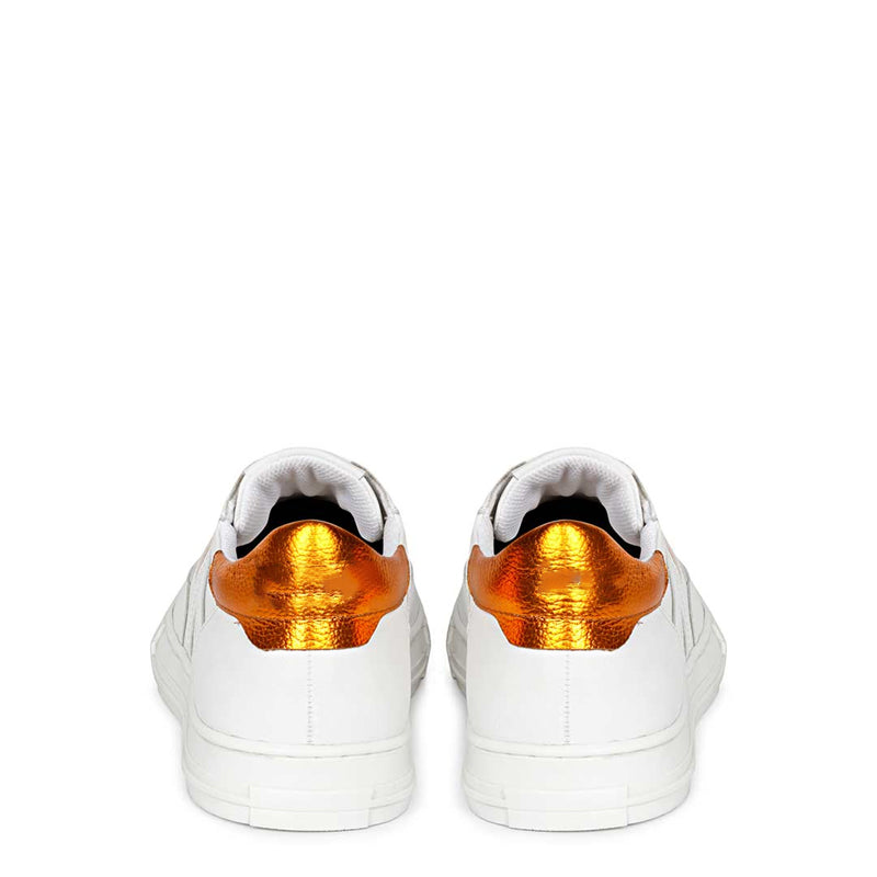 Leather Handcrafted White and Yellow Sneaker For Men