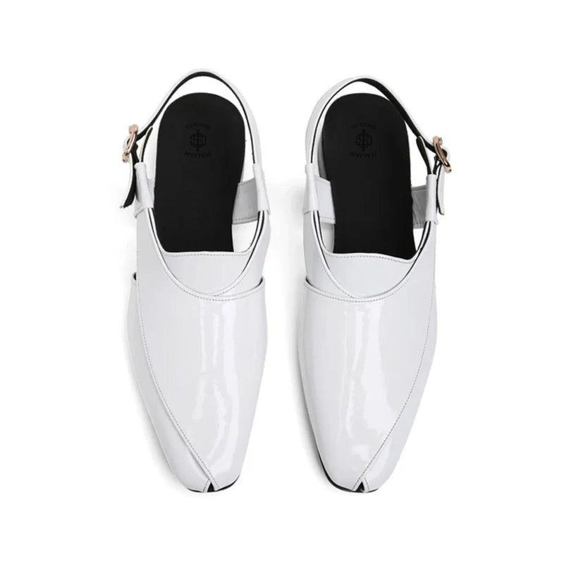 Premium Classic Leather Peshawari White Sandal