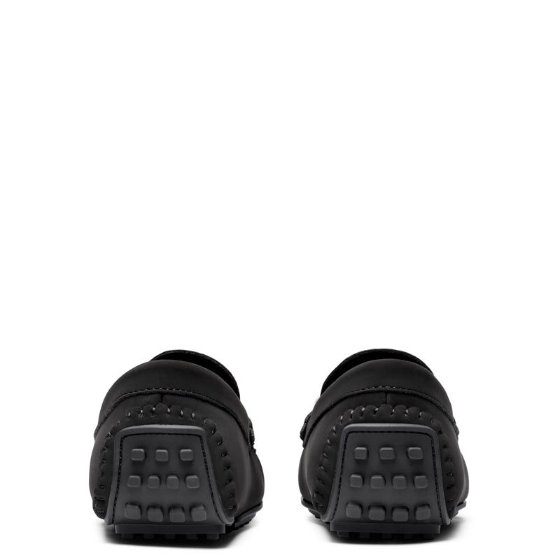 Heritage-Style Suede Moc Toe Penny Loafer Black