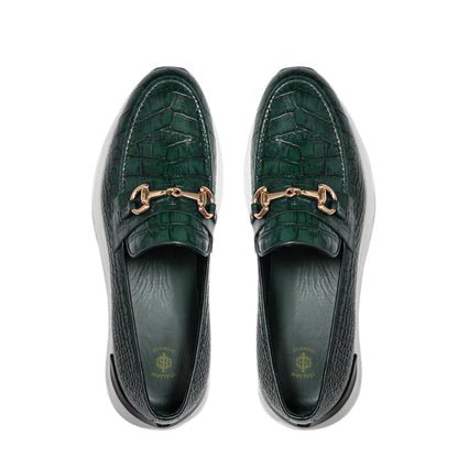 Crocodile Leather Loafer Men's Shoe Wine