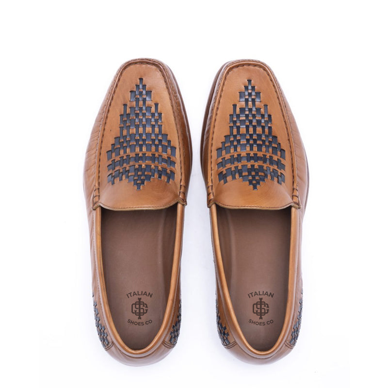Men Slip-On Leather Tassel Loafer Blue