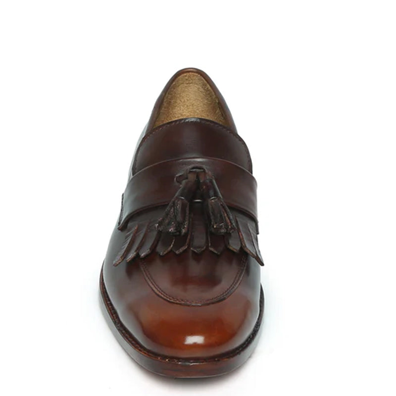 Penny Slip-On Leather Brown/Tan Tassel Loafer With Fringes
