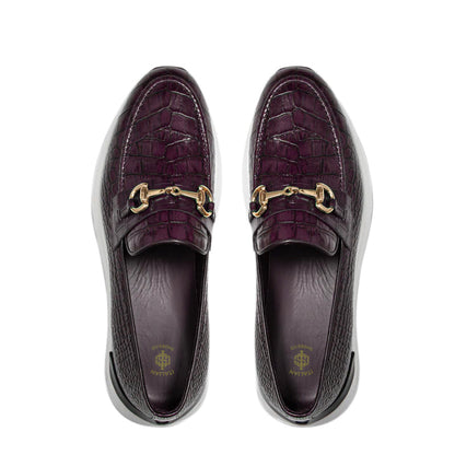 Crocodile Leather Loafer Men's Shoe Blue