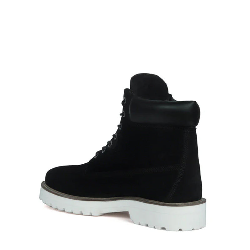 Suede Leather Lace-Up Biker Black Boot