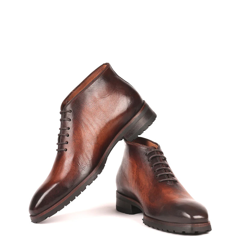 Men Custom Handmade Leather Ankle Boot Burgundy