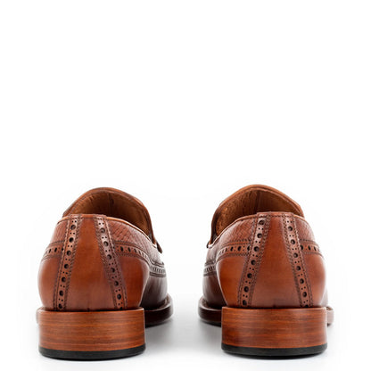 Men Premium Wingtip Leather Loafer Brown