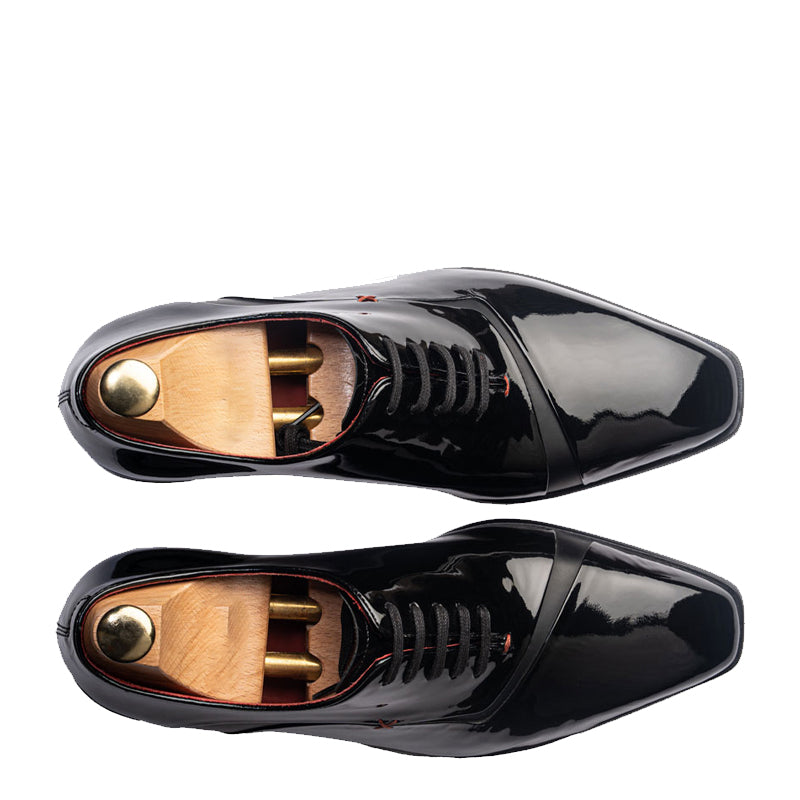 Meta Cut Shiny Leather Oxford Black/Tan Shoe