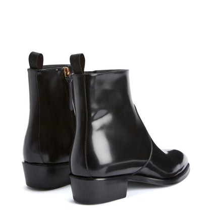 Patent Leather Cuban Side-Zip Ankle Boots