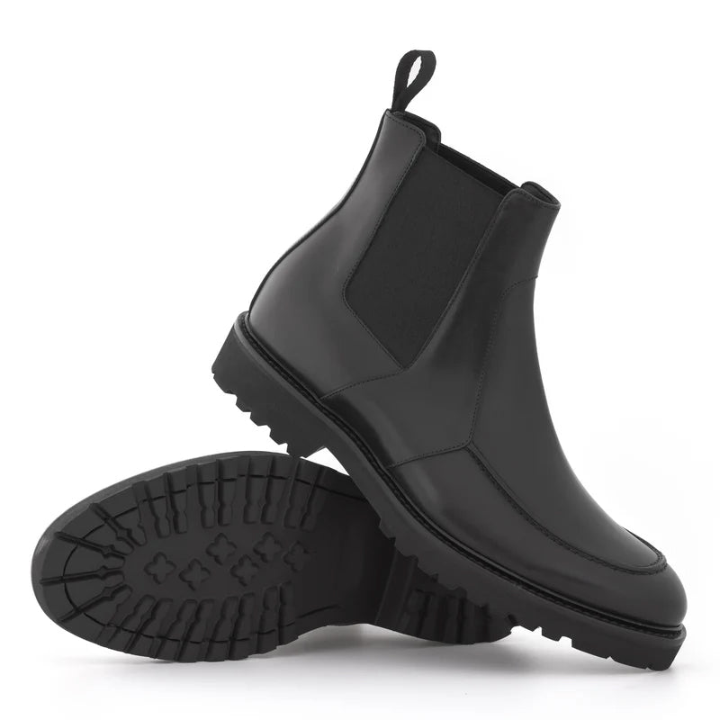 Mid-Top Luxury Fashion Leather Chelsea Boot Black