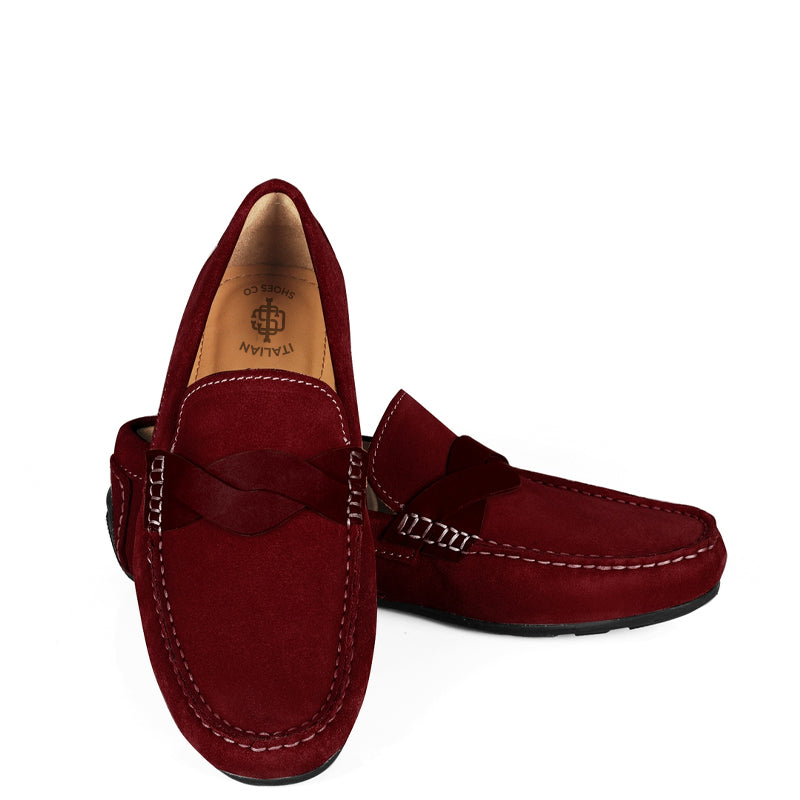 Penny Suede Cross Strap Leather Mustard Loafer