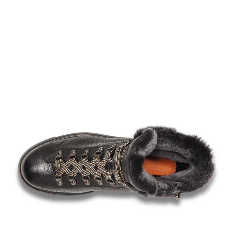 Men Tumbled Leather Hiking Boots With Fur