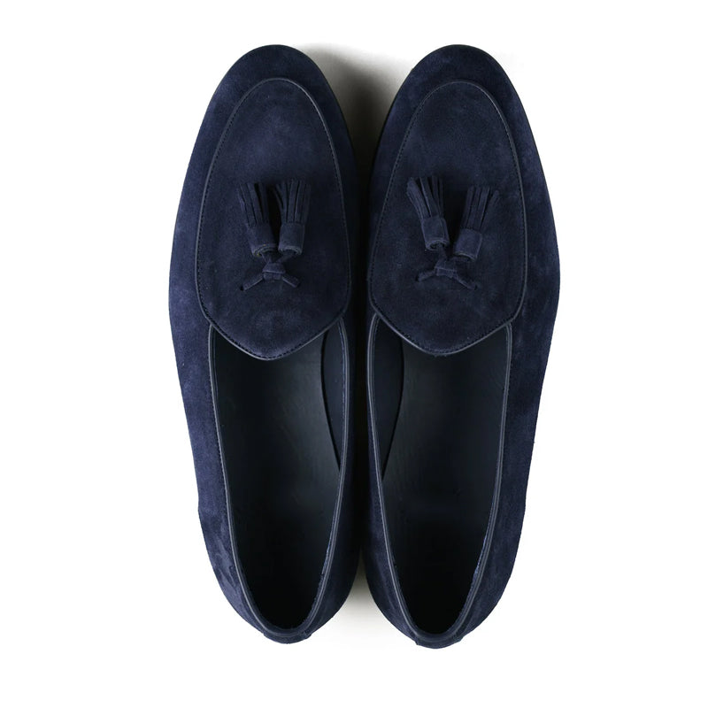 Luxury Belgian Tassel Loafer Black Shoe For Men