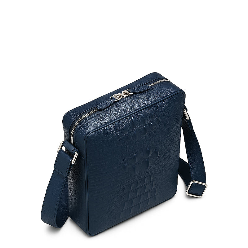 Men's Italian Crocodile Leather Black Side Bag